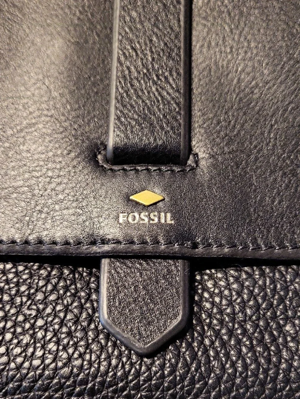 Fossil Black Leather Messenger Crossbody Bag
